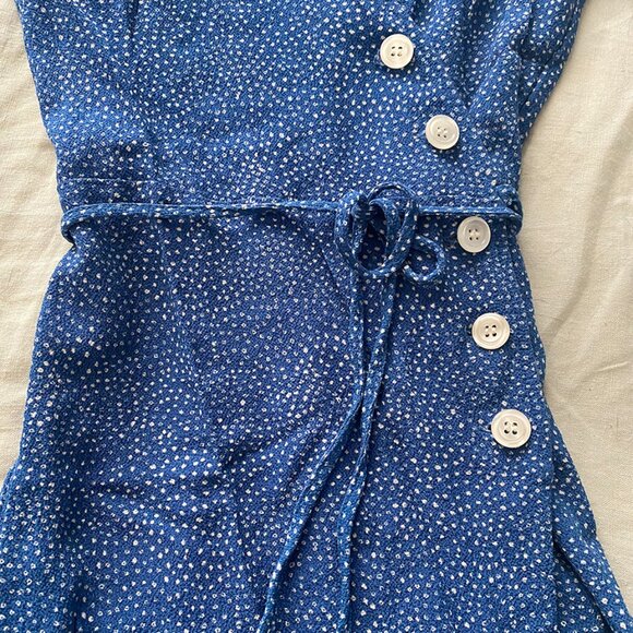 Rouje Polka Dot Midi Dress in Blue - Picture 5 of 8